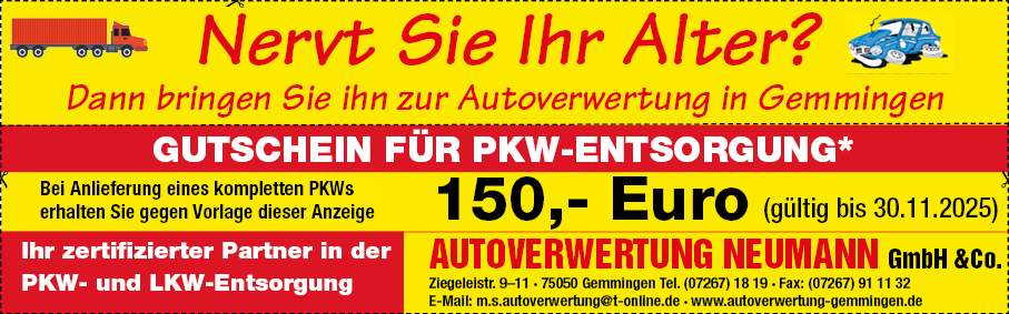 Gutschein für PKW-Entsorgung