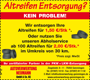 Gutschein für Altreifen-Entsorgung
